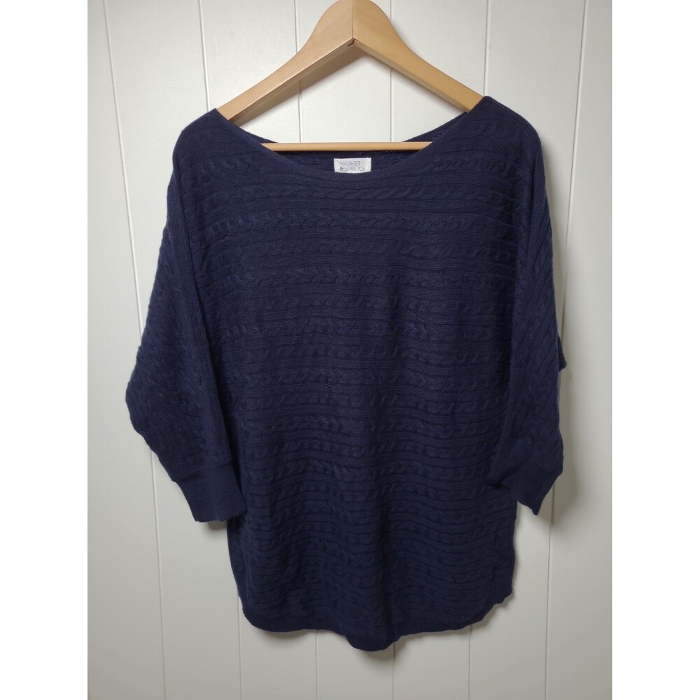 Market Spruce Cashmere Silk Blend Braided Sweater Womens Size Medium Knit Fall
